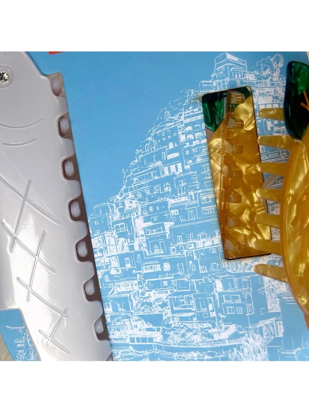 Italy Theme Hair Clip Set 2-pc Anchovy + Lemon Acrylic Italian Novelty Gift Y2K